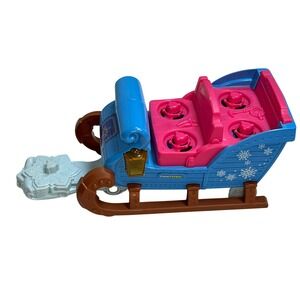 Fisher Price Little People Disney Frozen Kristoffs Sleigh Light Up Blue Pink Toy
